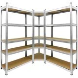 ECD Germany Eckregal Metall 180x70x40 cm Silber