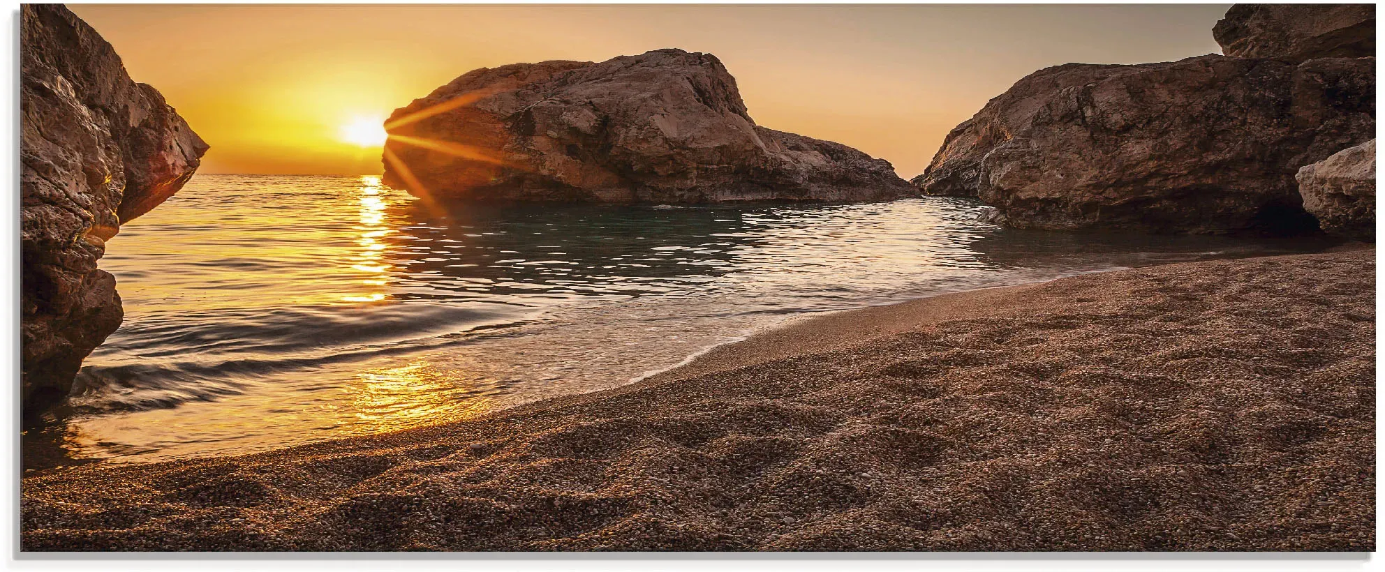 Artland Glasbild »Sonnenuntergang und Strand«, Strand, (1 St.), in verschiedenen Größen Artland naturfarben