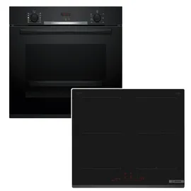 Bosch Herdset Hydrolyse Teleskopauszug + Induktionskochfeld CombiZone autark 60 cm