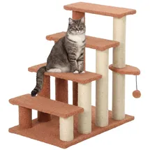 PawHut Katzentreppe 4 Stufen Hundetreppe Plüsch Braun 60 x 40 x 64 cm