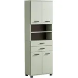 WELLTIME Palermo Hochschrank 59,8 x 180,9 x 32,6 cm Grün Kunststoff/Metall/MDF/Massivholz