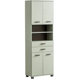 WELLTIME Palermo Hochschrank 59,8 x 180,9 x 32,6 cm Grün Kunststoff/Metall/MDF/Massivholz
