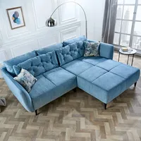 Riess-Ambiente Ecksofa MARRAKESCH - 245cm aqua blau Samt Metallfüße inklusive Kissen