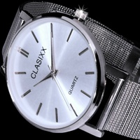 Classixx Damen Armband Frauen Uhr Silber Farben Mesh Armband Glanz ADR2