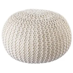 Amagohome Pouf Outdoor ø 55 o. 45cm Bodenkissen Sitzpouf Hocker wetterfest pflegeleicht & nachhaltig : ø 55 cm beige - lipizano