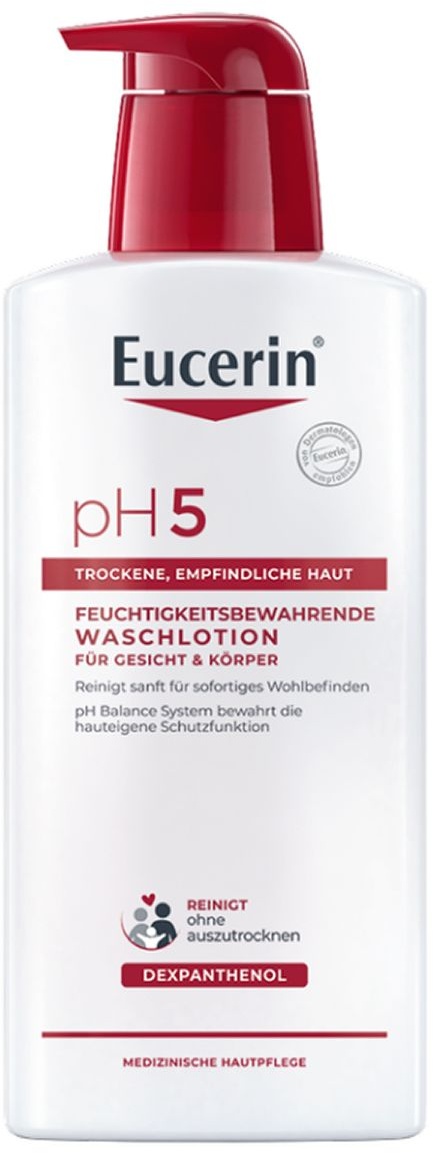 Eucerin® pH5 Waschlotion für Körper, Gesicht und Hände  – bietet empfindlicher und trockener Haut eine milde Reinigung & bewahrt die Schutzfunktion der Haut