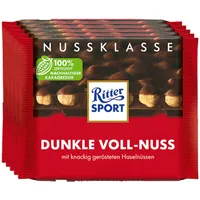 Ritter Sport Dunkle Voll-Nuss - Schokolade Haselnüsse Nuss - 5 Tafeln je 100g