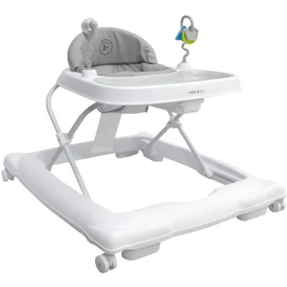 Liefjes & Co Lauflernhilfe & Gehfrei Babywalker – mit 360° Rollen, Spielstation & Spielzeug – Höhenverstellbar, klappbar, mit hoher Rückenlehne – Lauflernwagen (Weiß)