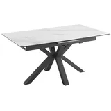 riess-ambiente Esstisch ETERNITY 160-200cm weiß / schwarz · Tisch aus Keramik im Marmor-Design (Einzelartikel, 1-St), ausziehbar · 8+ Personen · Sicherheitsglas · Sterngestell · Metall weiß