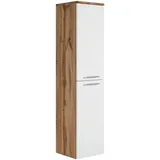 Badplaats - Badezimmer Badschrank Saturnus 130cm Eiche Weiß - Regal Schrank