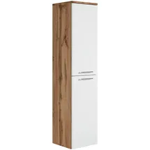 Badplaats - Badezimmer Badschrank Saturnus 130cm Eiche Weiß - Regal Schrank