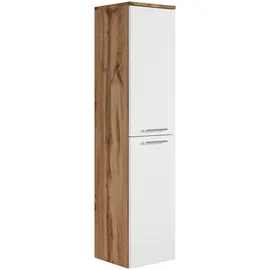 Badplaats - Badezimmer Badschrank Saturnus 130cm Eiche Weiß - Regal Schrank