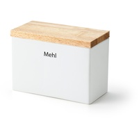 Continenta Vorratsdose mit Holzdeckel und Silikonring Mehl weiß (3927)