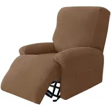 GEBIN Relaxsessel Bezüge, Jacquard Sesselbezug 4-teiliges Set, Elastisch Bezug für Fernsehsessel Liege Sessel, Elastisch Sesselbezug für Stretchhusse für Relaxsessel (Braun)