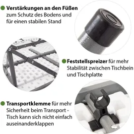 Trutzholm Campingset Klapptisch rund Ø 120 cm Weiß/Grau