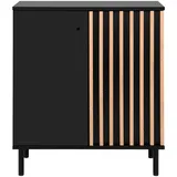 Finori Livetastic Kommode Schwarz, Eiche Artisan Metall 2 Fächer, 80x90x40 cm Wohnzimmer, Kommoden, Kommoden