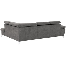 Mivano Livetastic Ecksofa Gisele / Eckcouch mit Schlaffunktion, Stauraum, Armteilfunktion und Kopfteilverstellung / 256 x 83 x 209 / Velours, Dunkelgrau