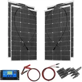 Flexible 400W Solarmodul Monokristallin Solarladung mit 40A Controller USB-Ausgang zum Laden von 12V Batterien (belüftetes AGM-Gel) – für Wohnmobil, Wohnwagen, Camper, Boote, Dächer