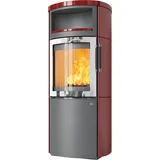 Kaminofen Hark 44-5.8 GT ECOplus RUA 8 kW - Ofenkacheln: bordeaux-rot - Korpus: titan/verchromt