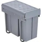 [en.casa] Einbau-Mülleimer Froland 48x26x42cm Grau 1x20L+1x10L