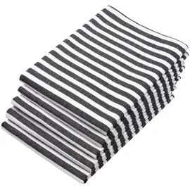 ZOLLNER Geschirrtuch Malmö 50 x 70 cm, 100% Baumwolle, weiß-schwarz, gestreift- 5 Stück