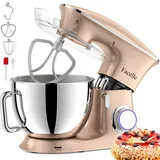 Küchenmaschine Knetmaschine 2000W 8,5L Facelle Teigknetmaschine Teigmaschine Rührmaschine mit Schneebesen, Knethaken, Rührbesen & Spritzschutz zum Backen, Kuchen, Kekse, Kneten, 6+P Geschwindigkeit