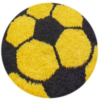 Stilvoll Günstig Kinderteppich für Spiel-Kinderzimmer Fußball-Design für Jungs und Mädchen, Rund, Höhe: 30 mm gelb 100 cm x 100 cm x 30 mm