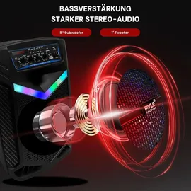Pyle Audio Pyle PA Bluetooth Lautsprecher – Karaoke Maschine mit Karaoke Mikrofon, 400W, Musikbox Bluetooth Box, Partybox, Rechargeable, 8” Subwoofer, 1” ...