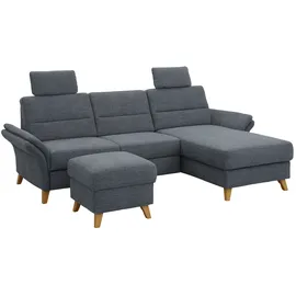 Home Affaire Ecksofa HOME AFFAIRE "Westerland L-Form", blau (blau, grau), B:252cm H:90cm T:162cm, 100% Polyester, Sofas, Ecksofa, Federkern-Polsterung, wahlweise mit Bettfunktion, Bettkasten