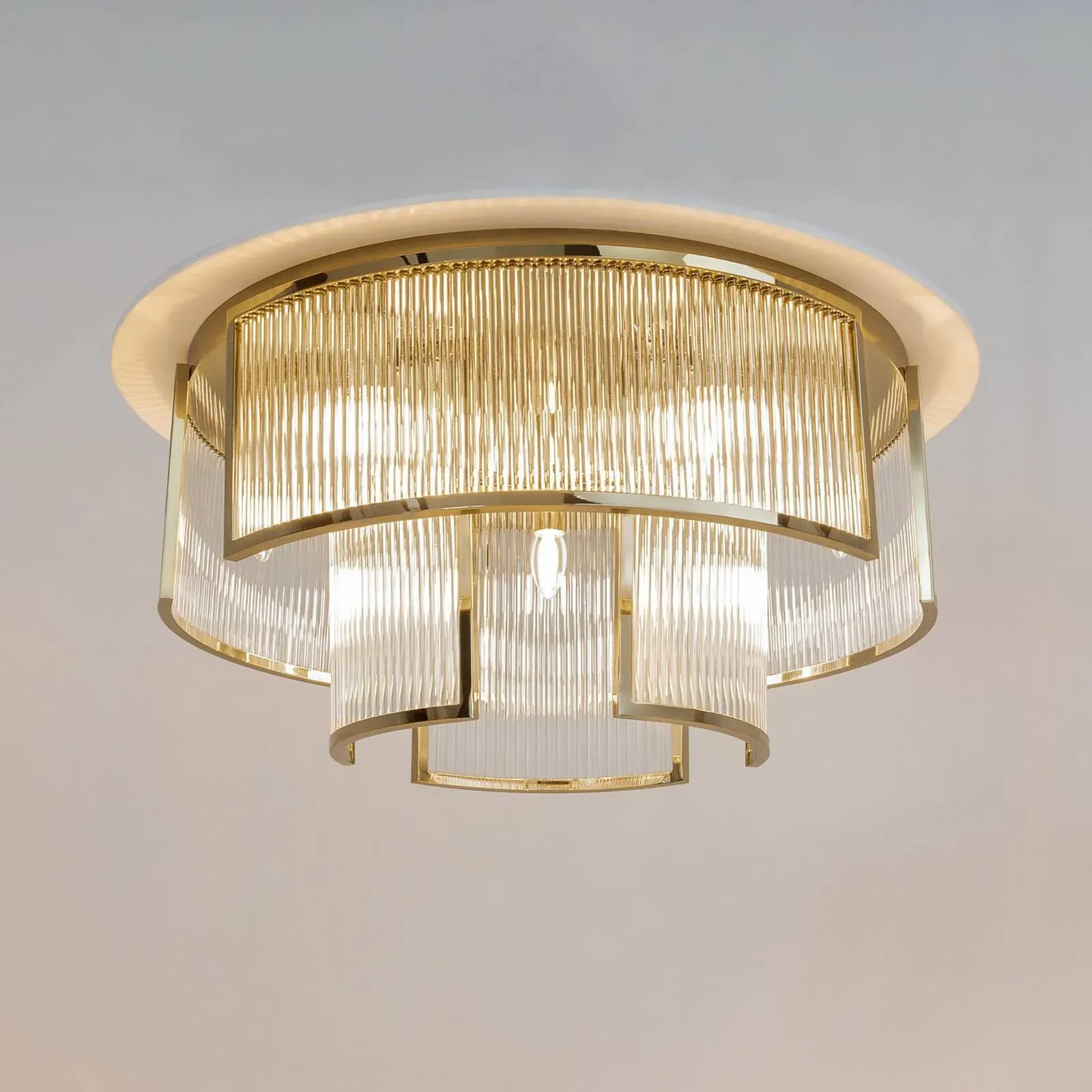 Maytoni Design Deckenlampe Frame, dimmbar, messing / gold, für Wohn- / Esszimmer, Glas, Design, Deckenlampe - 65 cm - 65 cm - 33 cm