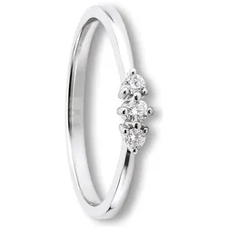 Diamantring ONE ELEMENT "0.1 ct Diamant Brillant Ring aus 585 Weißgold" Gr. 48, silber, Fingerringe, Damen, 48,mit Diamant, Weißgold 585-Diamanten, Weißgold 585, Diamanten, Damen Gold Schmuck