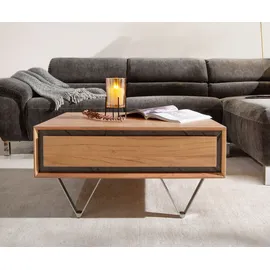 DeLife Couchtisch Stonegrace 80x60 cm Akazie Natur 2 Schubladen Steinfurnier, Couchtische