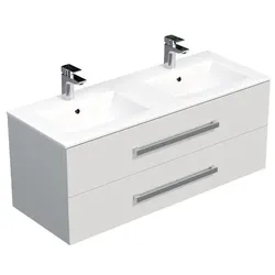 SAT Cube Way Badezimmerschrank mit Waschbecken 120x53x46 cm glanz weiß glanz CUBE461202BIMOD