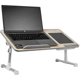 Spacetronik Laptoptisch fürs Bett, Leichter Betttisch Höhenverstellbar 5-stufigen, Laptop Tisch, Laptop Ständer mit integrierter Mausablage, Schublade, 15 kg Belastbarkeit (Weiß, 605x340 mm)