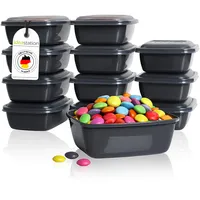 idea-station Gefrierdosen klein 12 x 320 ml - anthrazit - BPA-freie Frischhaltedosen mit Deckel klein - bruchsichere kleine Dosen zum Einfrieren - stapelbare Gefrierbehälter