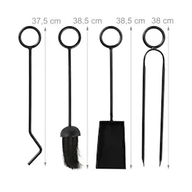 Relaxdays Kaminbesteck 5-teilig Metall 0,42 m Schwarz