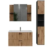 Vicco Badmöbel-Set Irma, Anthrazit/Goldkraft Eiche, 4 Teile, (3-St., 3er Set) grau