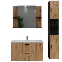 Vicco Badmöbel-Set Irma, Anthrazit/Goldkraft Eiche, 4 Teile, (3-St., 3er Set) grau