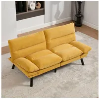 HAUSS SPOLE Schlafsofa mit Schlaffunktion,Zweisitzer Relaxsofa mit verstellbarer Rückenlehne gelb