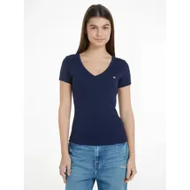 Tommy Jeans Slim Essential Rib Kurzarm-T-Shirt Dark Night Navy M