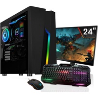 SYSTEMTREFF Basic Gaming Komplett PC Set AMD Ryzen 5 PRO 4650G 6x4.2GHz | AMD RX Vega 7 4K HDMI DX12 | 512GB M.2 NVMe | 16GB DDR4 RAM | WLAN Desktop Paket Computer für Gamer, Gaming