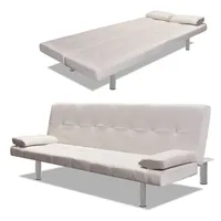 ZMH Schlafsofa mit 2 Kissen Kunstleder Sofa Ausziehbar Schwarz/Weiß, Set 5 Teile, Einfach in ein Bett zu verwandeln weiß