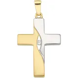 Kettenanhänger ADELIA ́S "Kreuzanhänger 333 Gold ( 8K ) mit Zirkonia", silber, Schmuckanhänger, Damen, mit Zirkonia, Gold, Kettenanhänger, Goldanhänger Kreuz