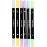 Creativ Company Textil-Marker, Pastell-Farben, Strichstärke 2,3+3,6 mm, 6er Set
