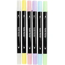 Creativ Company Textil-Marker, Pastell-Farben, Strichstärke 2,3+3,6 mm, 6er Set