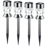 seasonals LED Solarleuchte 1028 LED Solarstäbe "Gem" weiß 4er Set silber