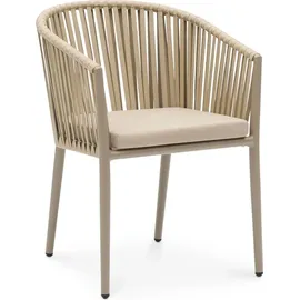 Idimex Gartenmöbelset ISOLA mit 8 Stühlen, Champagner – wetterfeste Essgruppe, Gartentisch 180 x 100 cm mit WPC Tischplatte und stapelbare Gartenstüh... - Braun