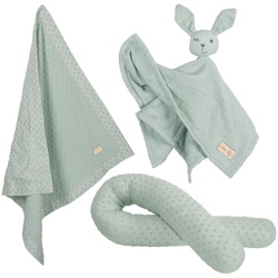 roba Organic Geschenkset 'Lil Planet' frosty green, Bio-Bettschlange, -Decke & -Schmusetuch