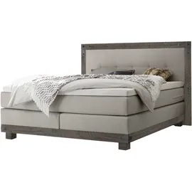 Hasena Boxspringbett 140-180 cm Hellgrau, Liegefläche:160 x 200 cm, Topper:Base-Topper - Hellgrau