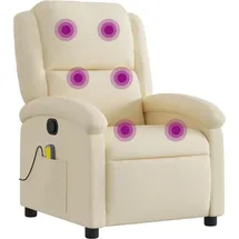 vidaXL Massagesessel 47 x 99,5 x 47 cm Creme Polyester mit Fernbedienung